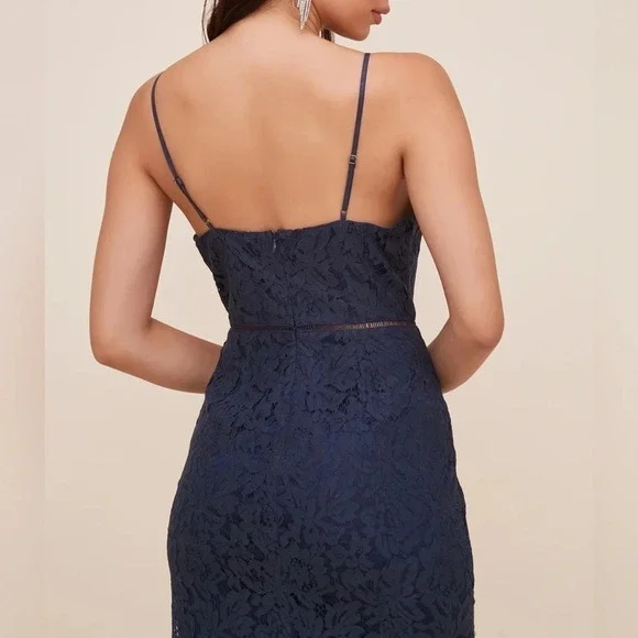 ASTR The Label Lattice Inset Lace spaghetti strap boho party event dress - Picture 5 of 16